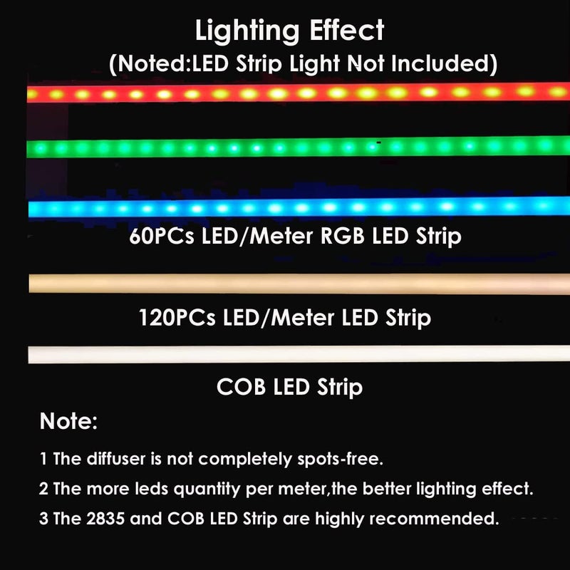 Besseto 20Pack 3.3Ft/1M Black LED Aluminum Channel,LED Strip Light Diffuser Aluminum Channel Profile Housing Track for Under Cabinet Counter and Stairs (Black-20Pack 3.3ft) - Image 3